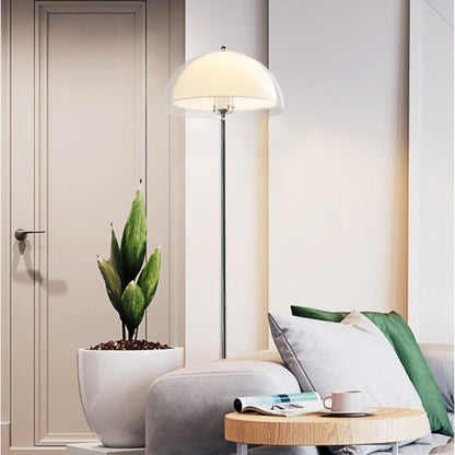 Contemporary Nordic Iron And Acrylic Dome-Shaped 1-Light Standing Floor Lamp For Living Room And Bedroom