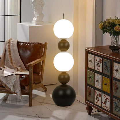 Modern Art Deco Iron And Acrylic Gourd-Shaped Ball LED Standing Floor Lamp For Living Room And Bedroom
