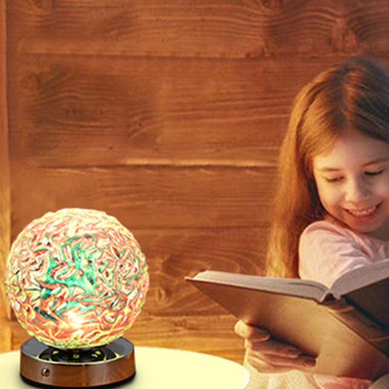 Modern Art Deco Rechargeable Glass & Metal Spherical Pineapple Ripple LED Table Lamp Night Light For Bedroom