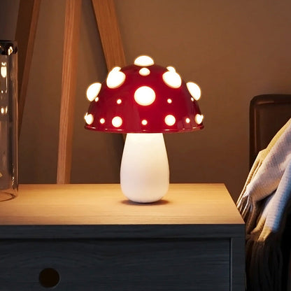 Modern Art Deco Rechargeable Iron & PC Mushroom LED Table Lamp Night Light For Bedroom