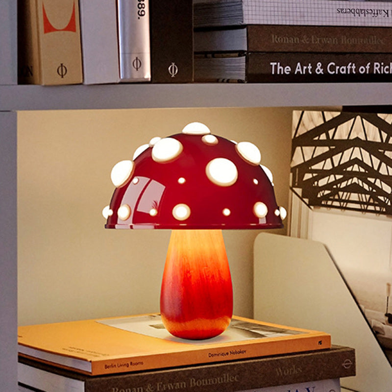 Modern Art Deco Rechargeable Iron & PC Mushroom LED Table Lamp Night Light For Bedroom