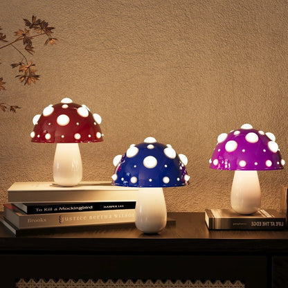 Modern Art Deco Rechargeable Iron & PC Mushroom LED Table Lamp Night Light For Bedroom