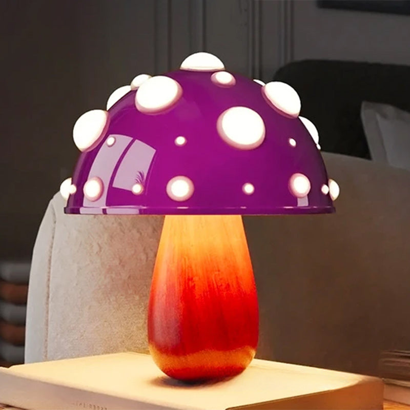 Modern Art Deco Rechargeable Iron & PC Mushroom LED Table Lamp Night Light For Bedroom