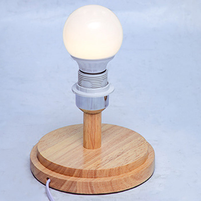 Traditional Japanese Weaving Bamboo Wood & Metal Oval 1-Light Table Lamp For Bedroom & Dining Room