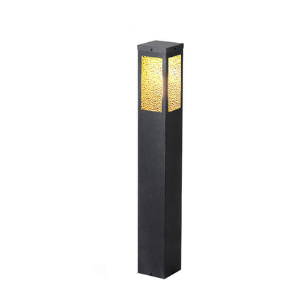 Modern Minimalist Waterproof Metal & Glass Diamond-Textured Pillar 1-Light Outdoor Light For Garden & Outdoor Patio