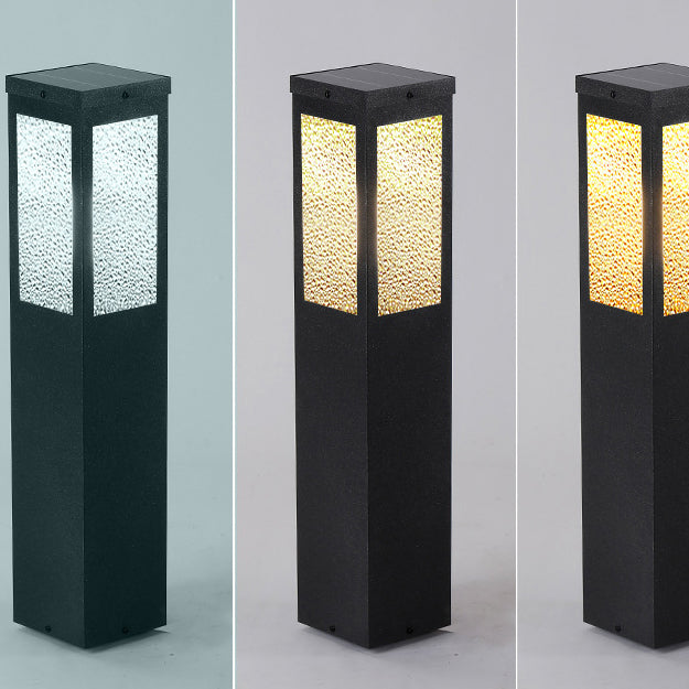 Modern Minimalist Waterproof Metal & Glass Diamond-Textured Pillar 1-Light Outdoor Light For Garden & Outdoor Patio