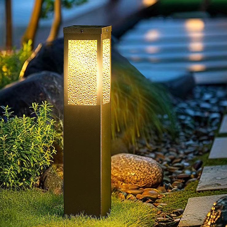 Modern Minimalist Solar Waterproof Metal & Glass Diamond-Texture LED Outdoor Light Landscape Lighting For Garden & Outdoor Patio