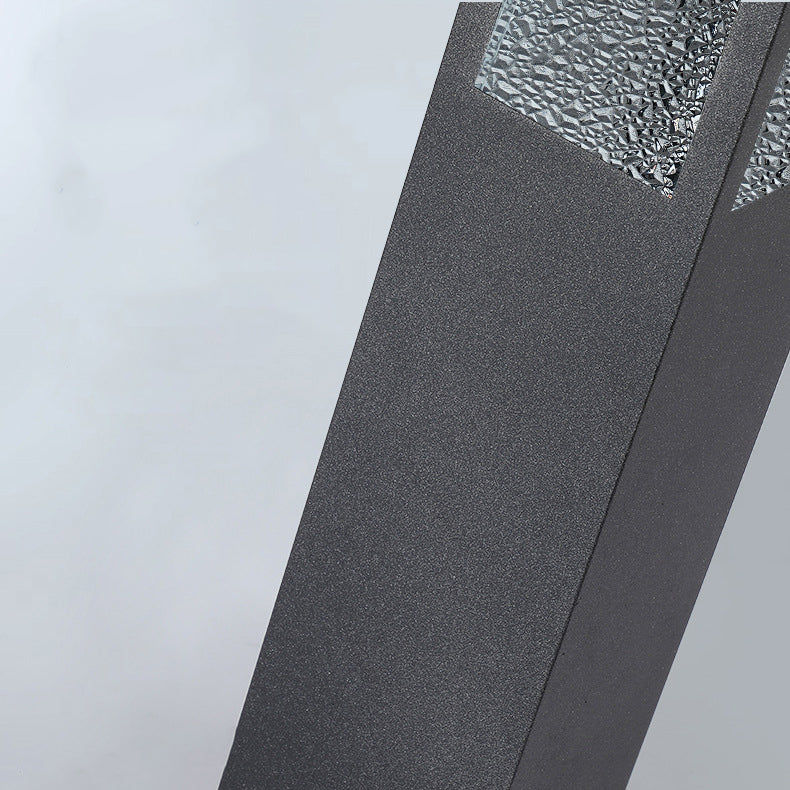 Modern Minimalist Waterproof Metal & Glass Diamond-Textured Pillar 1-Light Outdoor Light For Garden & Outdoor Patio