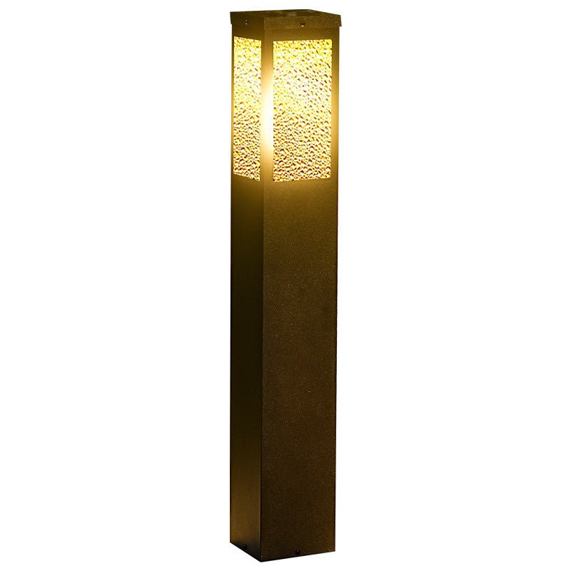 Modern Minimalist Waterproof Metal & Glass Diamond-Textured Pillar 1-Light Outdoor Light For Garden & Outdoor Patio