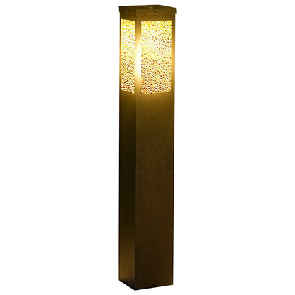 Modern Minimalist Waterproof Metal & Glass Diamond-Textured Pillar 1-Light Outdoor Light For Garden & Outdoor Patio