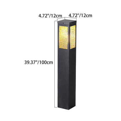 Modern Minimalist Waterproof Metal & Glass Diamond-Textured Pillar 1-Light Outdoor Light For Garden & Outdoor Patio