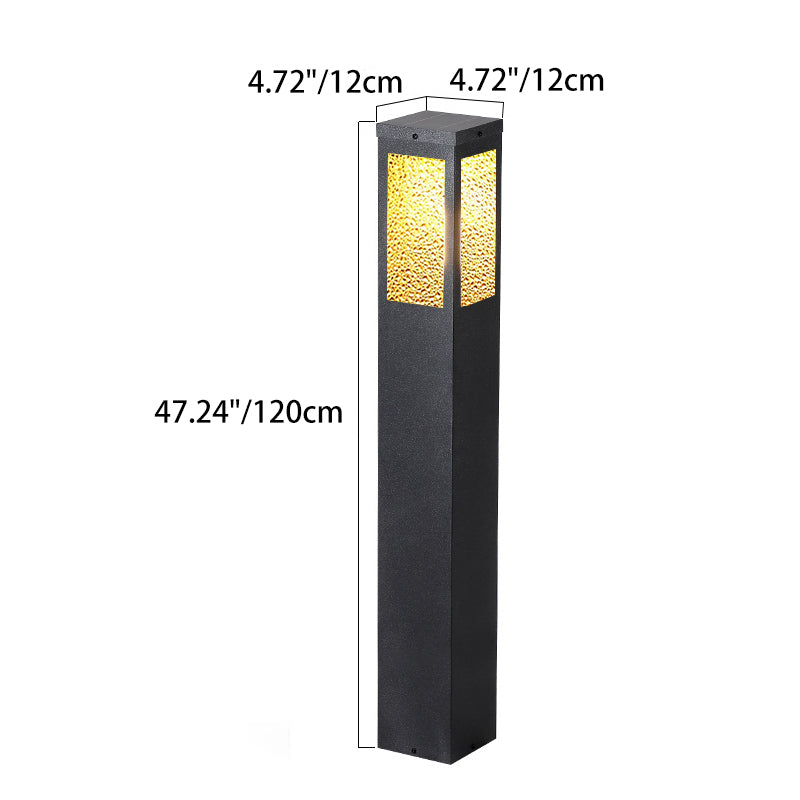 Modern Minimalist Waterproof Metal & Glass Diamond-Textured Pillar 1-Light Outdoor Light For Garden & Outdoor Patio