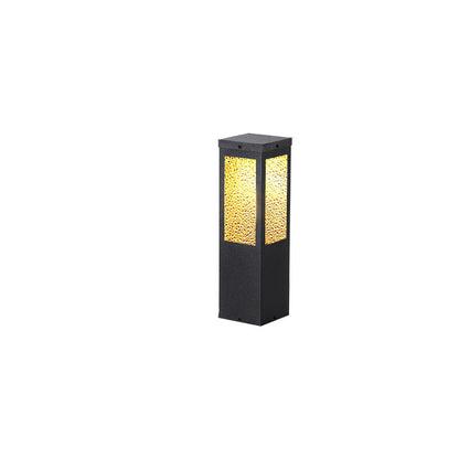 Modern Minimalist Waterproof Metal & Glass Diamond-Textured Pillar 1-Light Outdoor Light For Garden & Outdoor Patio