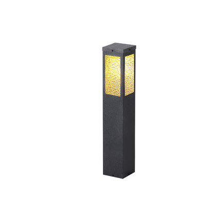 Modern Minimalist Waterproof Metal & Glass Diamond-Textured Pillar 1-Light Outdoor Light For Garden & Outdoor Patio