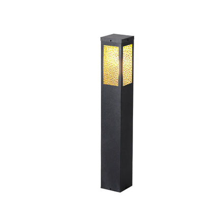 Modern Minimalist Waterproof Metal & Glass Diamond-Textured Pillar 1-Light Outdoor Light For Garden & Outdoor Patio