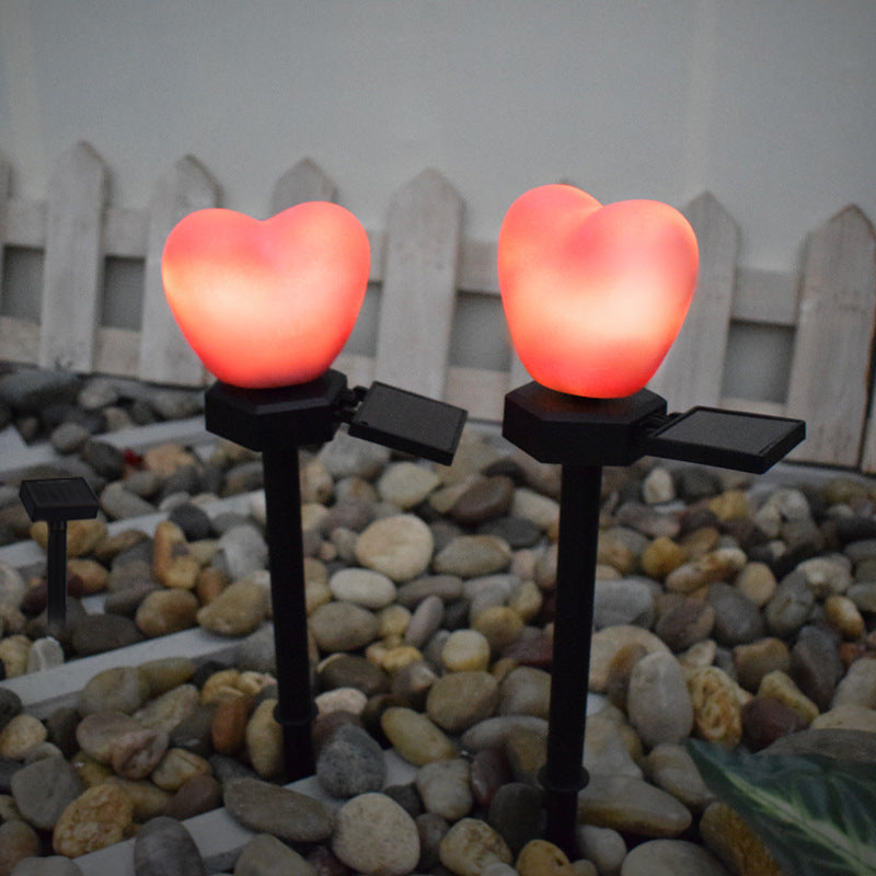 Modern Art Deco Solar Waterproof ABS Plastic & Nano Heart-Shaped Decorative LED Outdoor Light Landscape Lighting For Garden & Outdoor Patio