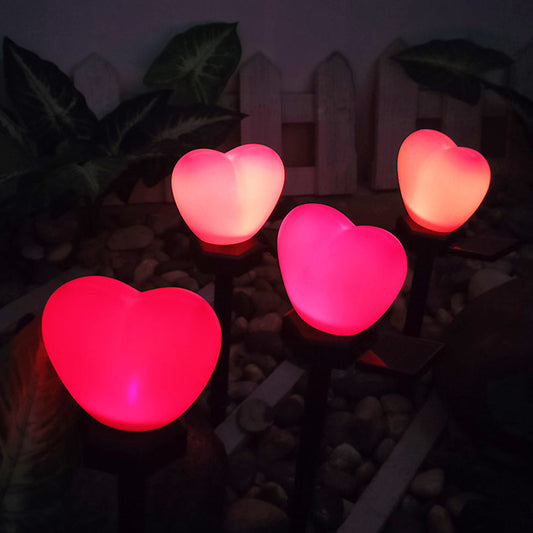 Modern Art Deco Solar Waterproof ABS Plastic & Nano Heart-Shaped Decorative LED Outdoor Light Landscape Lighting For Garden & Outdoor Patio