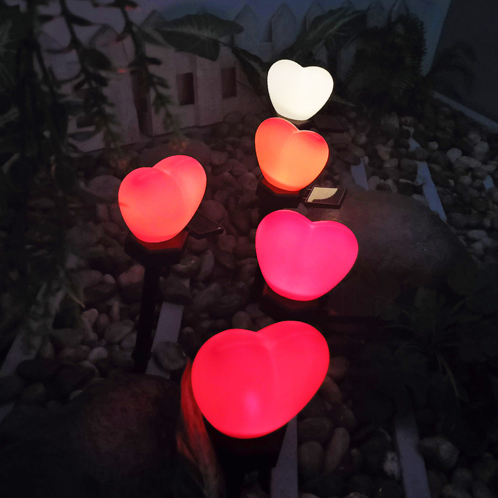 Modern Art Deco Solar Waterproof ABS Plastic & Nano Heart-Shaped Decorative LED Outdoor Light Landscape Lighting For Garden & Outdoor Patio