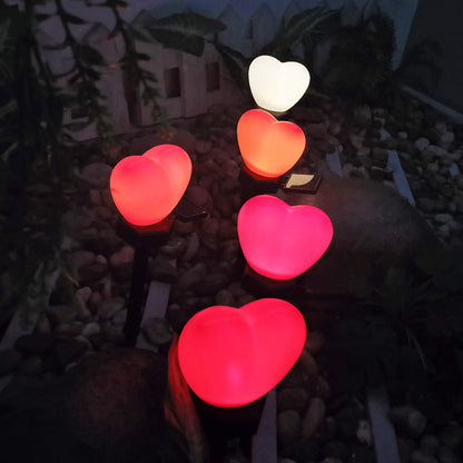 Modern Art Deco Solar Waterproof ABS Plastic & Nano Heart-Shaped Decorative LED Outdoor Light Landscape Lighting For Garden & Outdoor Patio