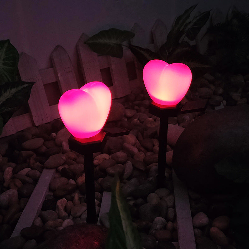 Modern Art Deco Solar Waterproof ABS Plastic & Nano Heart-Shaped Decorative LED Outdoor Light Landscape Lighting For Garden & Outdoor Patio