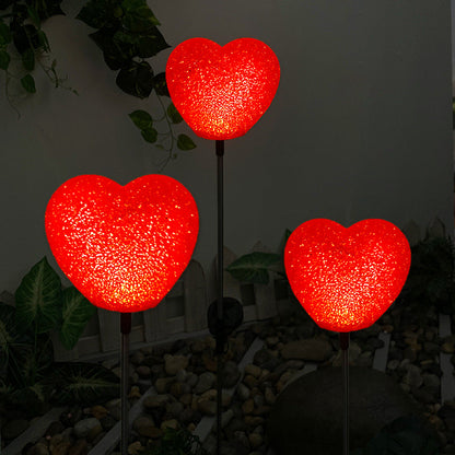 Modern Art Deco Solar Waterproof ABS Plastic & Nano Heart-Shaped Decorative LED Outdoor Light Landscape Lighting For Garden & Outdoor Patio
