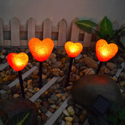 Modern Art Deco Solar Waterproof ABS Plastic & Nano Heart-Shaped Decorative LED Outdoor Light Landscape Lighting For Garden & Outdoor Patio
