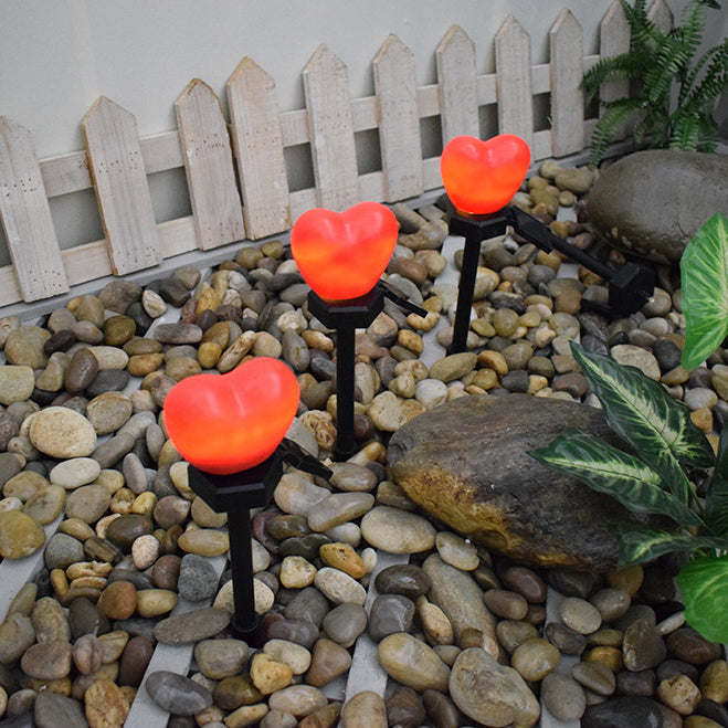 Modern Art Deco Solar Waterproof ABS Plastic & Nano Heart-Shaped Decorative LED Outdoor Light Landscape Lighting For Garden & Outdoor Patio