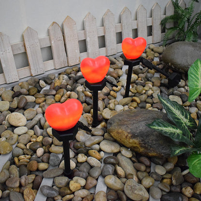 Modern Art Deco Solar Waterproof ABS Plastic & Nano Heart-Shaped Decorative LED Outdoor Light Landscape Lighting For Garden & Outdoor Patio