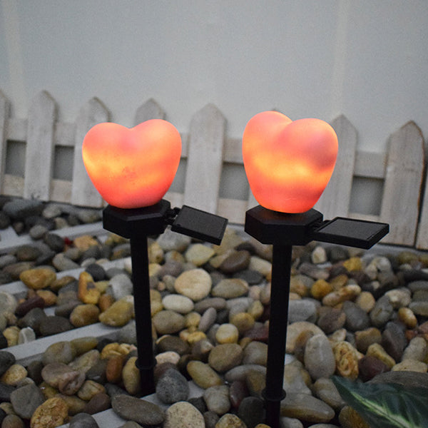 Modern Art Deco Solar Waterproof ABS Plastic & Nano Heart-Shaped Decorative LED Outdoor Light Landscape Lighting For Garden & Outdoor Patio