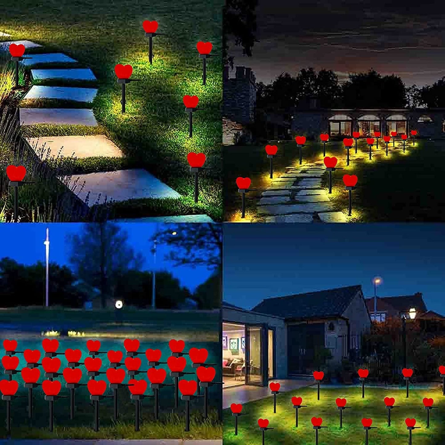 Modern Art Deco Solar Waterproof ABS Plastic & Nano Heart-Shaped Decorative LED Outdoor Light Landscape Lighting For Garden & Outdoor Patio
