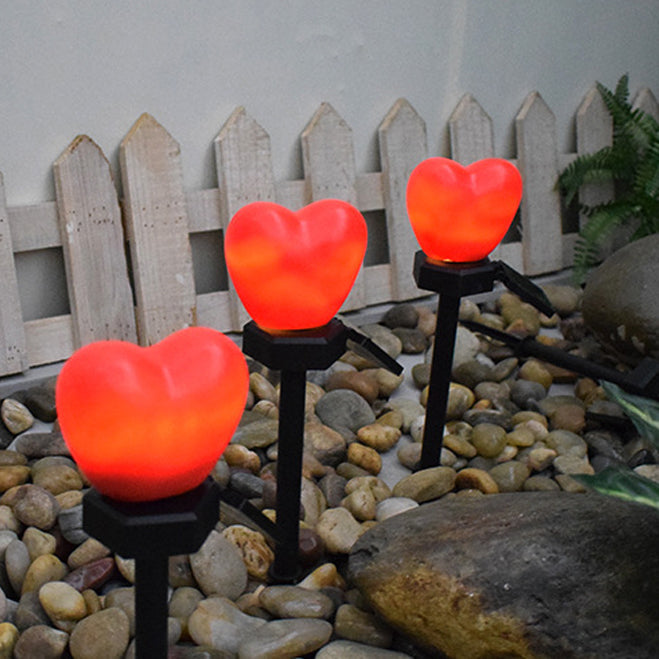 Modern Art Deco Solar Waterproof ABS Plastic & Nano Heart-Shaped Decorative LED Outdoor Light Landscape Lighting For Garden & Outdoor Patio