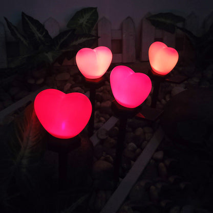 Modern Art Deco Solar Waterproof ABS Plastic & Nano Heart-Shaped Decorative LED Outdoor Light Landscape Lighting For Garden & Outdoor Patio