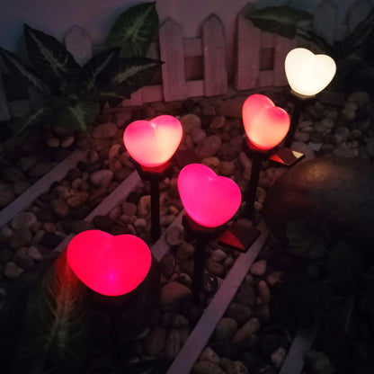 Modern Art Deco Solar Waterproof ABS Plastic & Nano Heart-Shaped Decorative LED Outdoor Light Landscape Lighting For Garden & Outdoor Patio