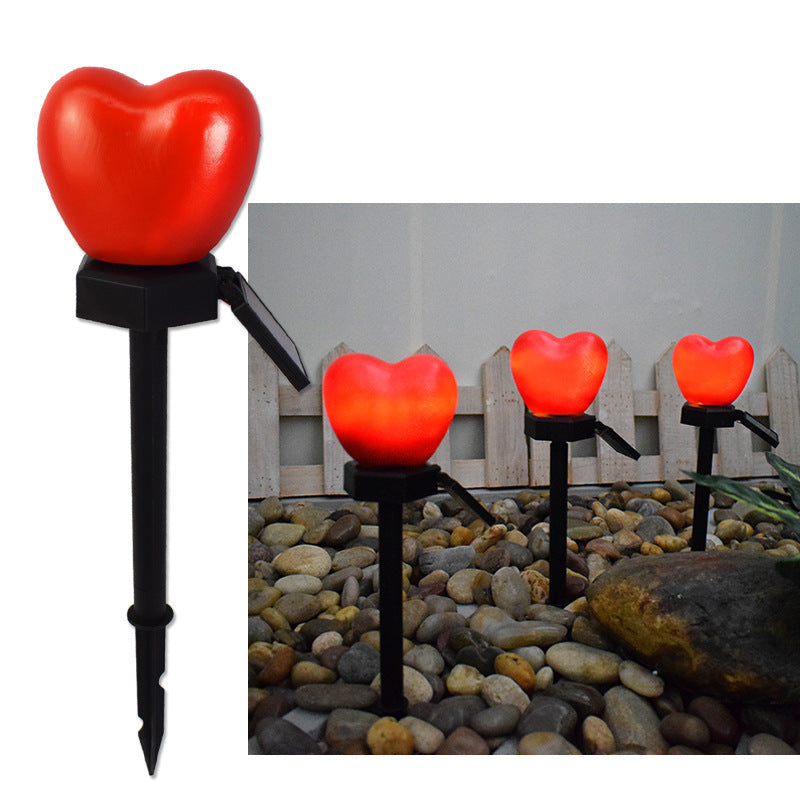 Modern Art Deco Solar Waterproof ABS Plastic & Nano Heart-Shaped Decorative LED Outdoor Light Landscape Lighting For Garden & Outdoor Patio