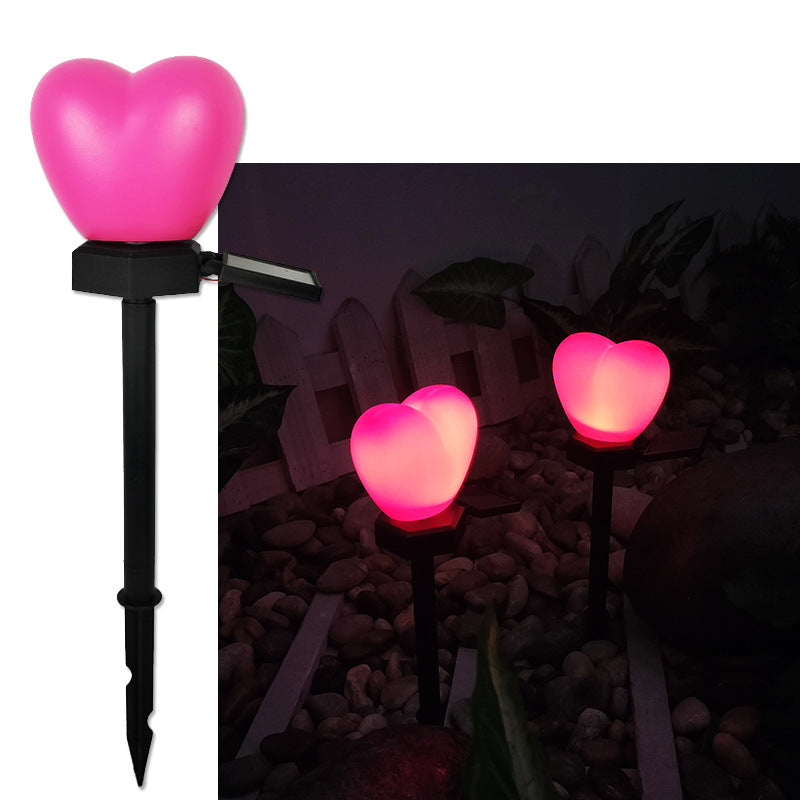 Modern Art Deco Solar Waterproof ABS Plastic & Nano Heart-Shaped Decorative LED Outdoor Light Landscape Lighting For Garden & Outdoor Patio