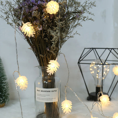 Modern Art Deco Waterproof Solar Battery PVC Pinecone LED String Light For Garden & Outdoor Patio