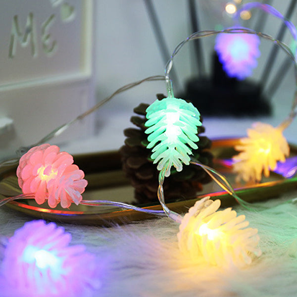 Modern Art Deco Waterproof Solar Battery PVC Pinecone LED String Light For Garden & Outdoor Patio