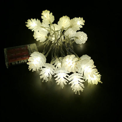 Modern Art Deco Waterproof Solar Battery PVC Pinecone LED String Light For Garden & Outdoor Patio