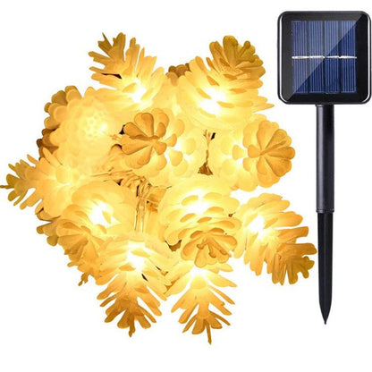 Modern Art Deco Waterproof Solar Battery PVC Pinecone LED String Light For Garden & Outdoor Patio