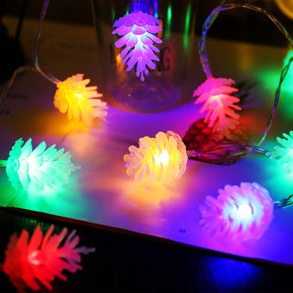 Modern Art Deco Waterproof Solar Battery PVC Pinecone LED String Light For Garden & Outdoor Patio