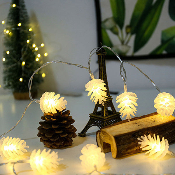 Modern Art Deco Waterproof Solar Battery PVC Pinecone LED String Light For Garden & Outdoor Patio
