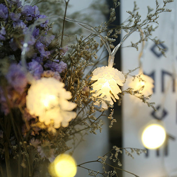 Modern Art Deco Waterproof Solar Battery PVC Pinecone LED String Light For Garden & Outdoor Patio