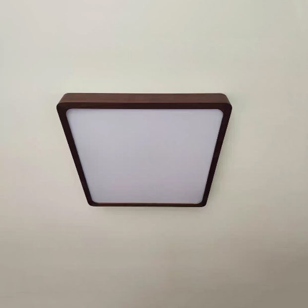 Traditional Chinese Walnut And Acrylic Square And Rectangular LED Flush Mount Ceiling Light For Living Room And Bedroom