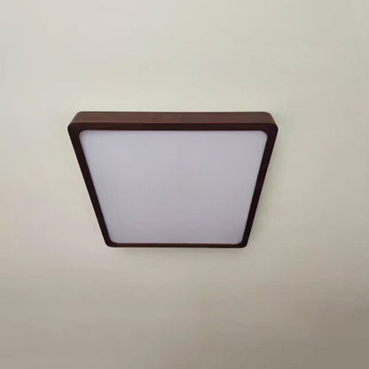 Traditional Chinese Walnut And Acrylic Square And Rectangular LED Flush Mount Ceiling Light For Living Room And Bedroom