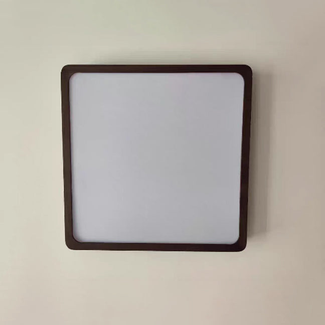 Traditional Chinese Walnut And Acrylic Square And Rectangular LED Flush Mount Ceiling Light For Living Room And Bedroom