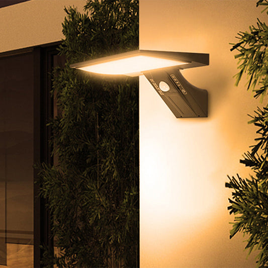 Modern Minimalist Solar Waterproof ABS & PC Rectangular Whale-Tail LED Wall Sconce Lamp For Garden & Outdoor Patio