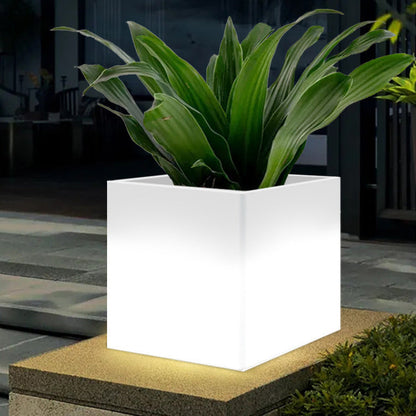 Modern Art Deco Solar Waterproof PE Square Planter LED Outdoor Light Landscape Lighting For Garden & Outdoor Patio