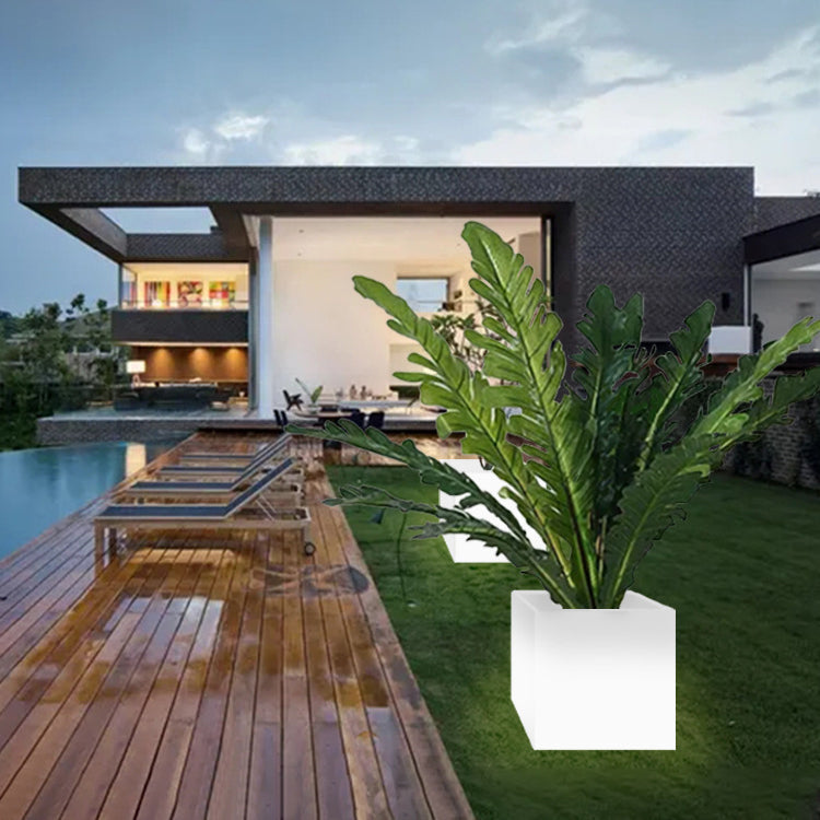 Modern Art Deco Solar Waterproof PE Square Planter LED Outdoor Light Landscape Lighting For Garden & Outdoor Patio