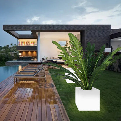 Modern Art Deco Solar Waterproof PE Square Planter LED Outdoor Light Landscape Lighting For Garden & Outdoor Patio
