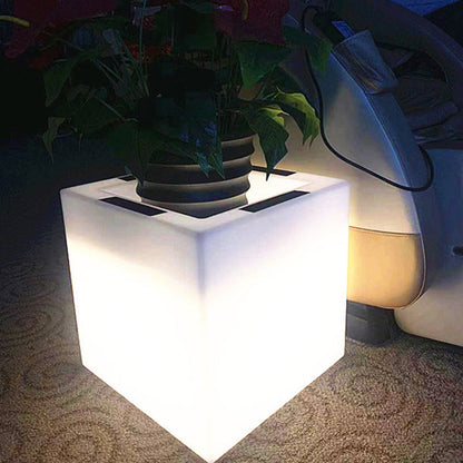 Modern Art Deco Solar Waterproof PE Square Planter LED Outdoor Light Landscape Lighting For Garden & Outdoor Patio